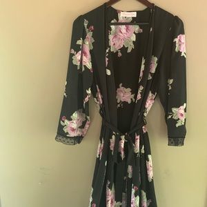 Oscar de la renta floral and lace robe